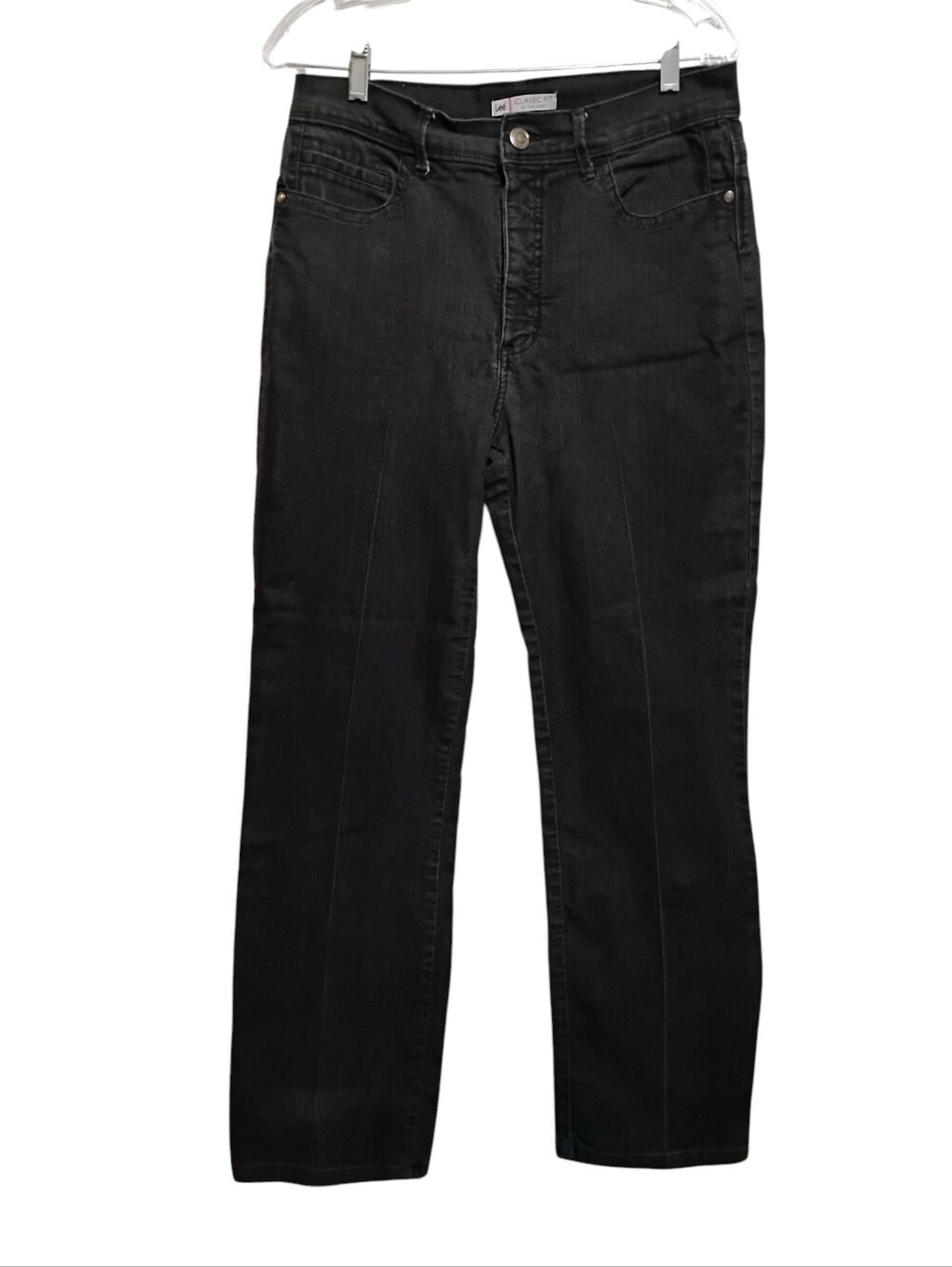 Lee Jeans Women's Black Straight Jeans — Classic Fit At The Waist 77%cotton 12 M